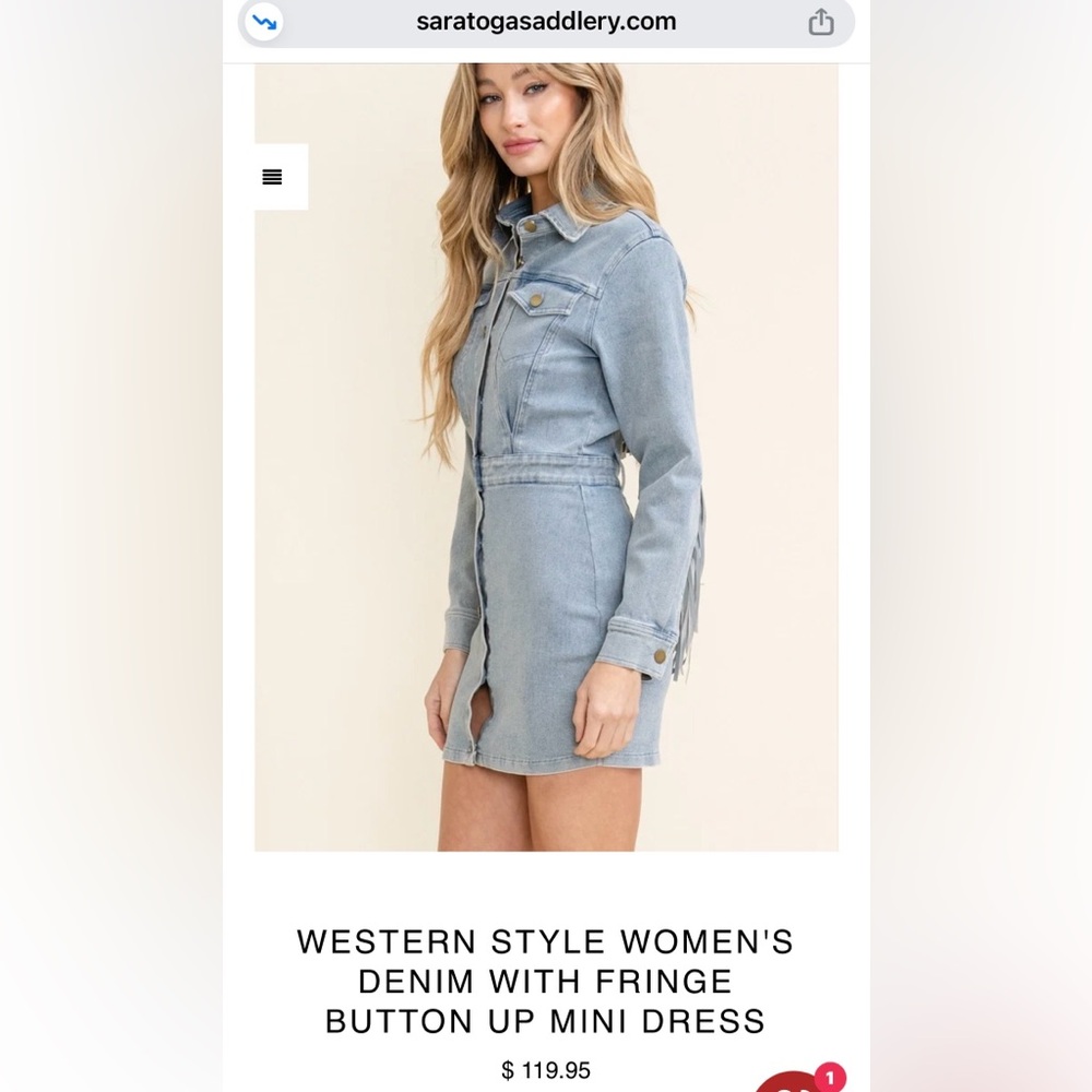 Cloud Ten Gray Fringe Denim Dress